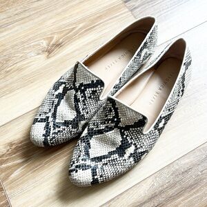 Veronica Beard Griffin Loafers Embossed Snakeskin Leather